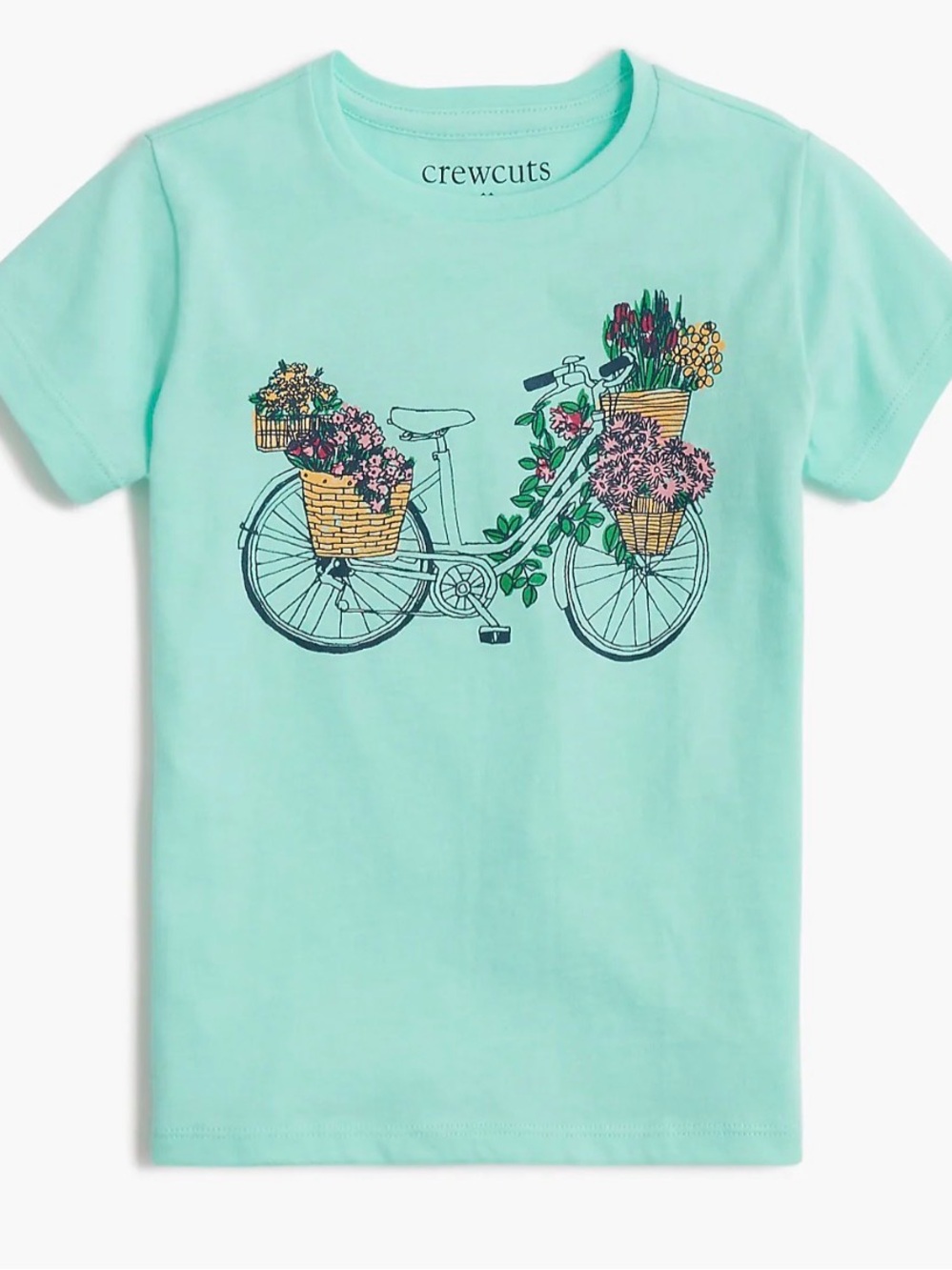 J. Crew Girls' flower bike Bicycle Flowe Basket graphic tee XL Blue Green